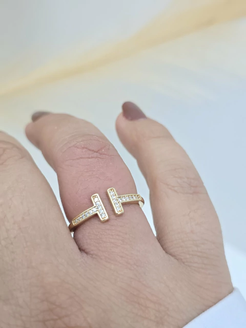 Anel regulável folheado a ouro 18k Inspiração H