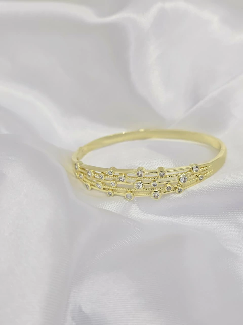 Bracelete folheado a ouro 18k pontos cravejados