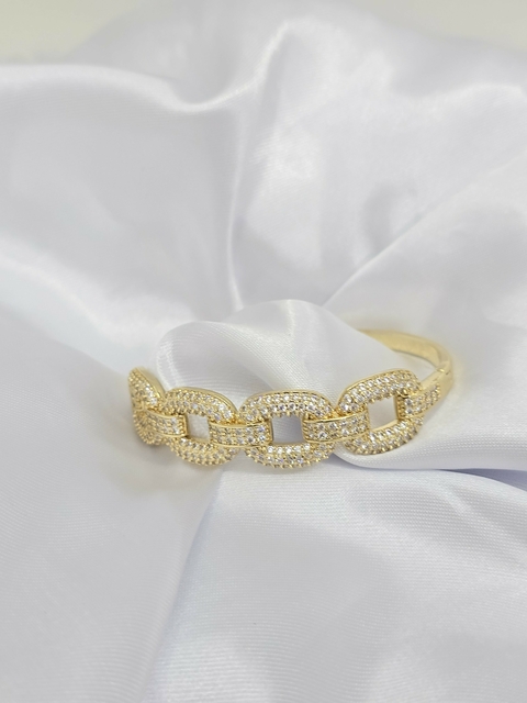 Bracelete folheado a ouro 18k elos cravejado Premium