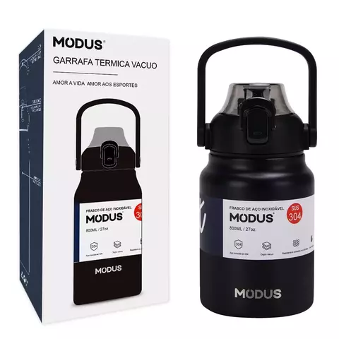 Garrafa Térmica De 800ml Em Aço Inoxidável Com Canudo
