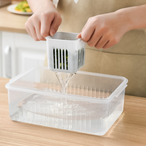 Caixa De armazenamento de comida para geladeira com 4 grades