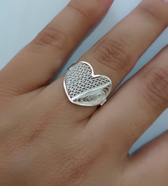 Anillo ajustable corazón combinado