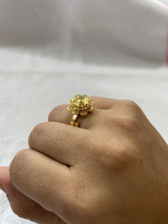 Anillo rosa tres niveles dorado ajustable - comprar online