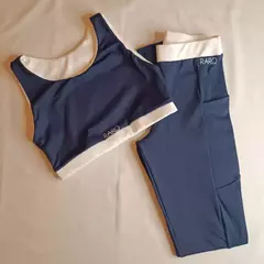 Conjunto Malu - Azul com off white - loja online