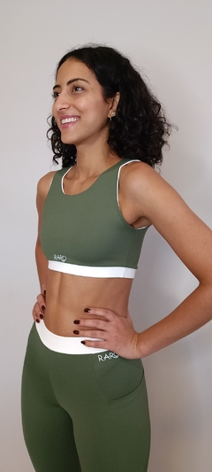 Conjunto Malu - Verde com off white - Raro Swim ® | Moda praia e fitness