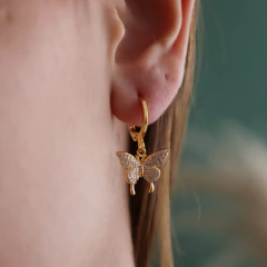 Argola Borboleta cravejada (Ouro)