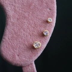 Brinco Trio Cristal Ouro