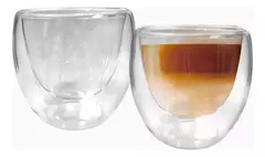 Set X2 Vasos Doble Pared De Vidrio Linea Hudson Café 80ml