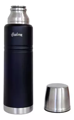 Termo Hudson Negro Doble Pared Tapón Acero A Presión 1l Hsk
