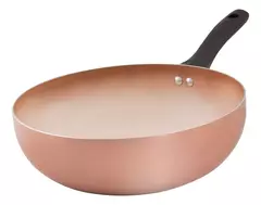 Wok Antiadherente Ceramico Hudson 28 Cm Aluminio Color Cobre