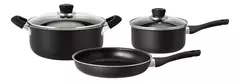 Batería De Cocina Hudson KitchenWare 09-10016N 5 Piezas Antiadherente Aluminio Color Negro