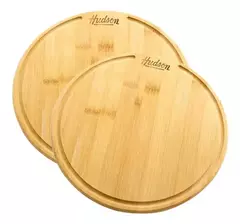 Set X2 Platos De Bambu Para Asado Redondos Hudson