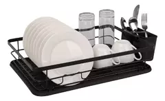 Secaplatos Escurridor Acero Hudson 1 Piso Bandeja Cocina Color Negro Sp10