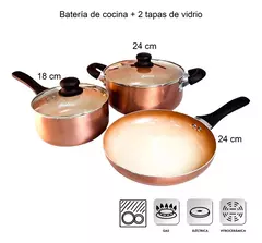 Bateria De Cocina Ceramica Antiadherente Hudson Set 5 Pcz Color Cobre - AMODO ORDEN