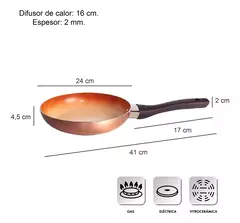 Sarten Ceramica Hudson Antiadherente Aluminio 24cm Color Cobre - tienda online