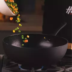 Wok Con Tapa Antiadherente Hudson Aluminio TEFLON 28 Cm Color Negro - tienda online