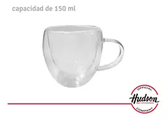 Set x2 Vasos Con Asa Doble Pared De Vidrio Linea Hudson Café 150ml - comprar online