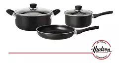 Batería De Cocina Hudson KitchenWare 09-10016N 5 Piezas Antiadherente Aluminio Color Negro - comprar online