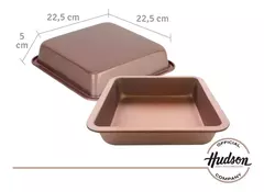 Asadera Cuadrada Hudson Con Doble Capa Antiadherente 22 Cm Color Cobre - comprar online