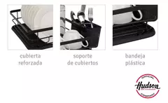 Secaplatos Escurridor Acero Hudson 1 Piso Bandeja Cocina Color Negro Sp10 en internet