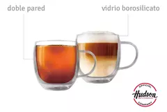 Set x2 Vasos Con Asa Doble Pared De Vidrio Linea Hudson Café 150ml en internet