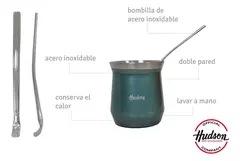 Imagen de Set 3 Pzs Hudson Mate Vaso Con Bombilla + Termo 1 Lts Acero Verde