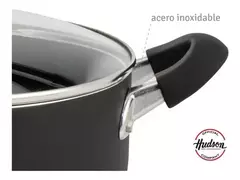 Cacerola Hudson 24 Cm Aluminio Con Antiadherente Y Tapa De Vidrio Color Negro - tienda online