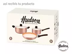 Bateria De Cocina Ceramica Antiadherente Hudson Set 5 Pcz Color Cobre