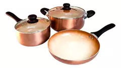 Bateria De Cocina Ceramica Antiadherente Hudson Set 5 Pcz Color Cobre en internet