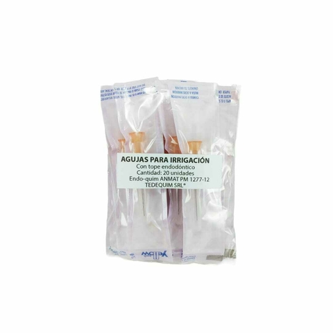 AGUJAS PARA IRRIGACION X20 CON TOPE ENDODONTICO