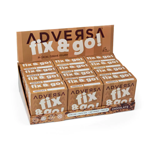 Pó Fixador Vegano Fix & Go! Chocolate Adversa Makeup - BOX 12 UN - comprar online