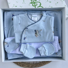 AJUAR 8 PIEZAS MAPACHE CELESTE