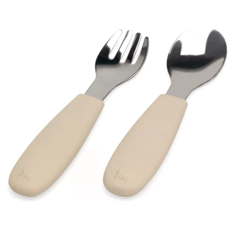 Set Cubiertos De Silicona Acero Inoxidable crema