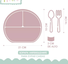 Plato Silicona C/cuchara Y Tenedor azul en internet