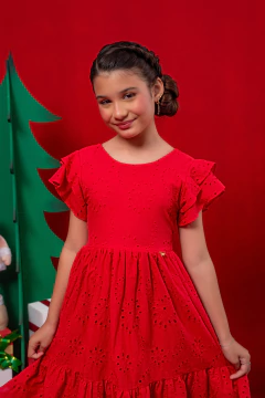 VESTIDO BELLA LAISE VERMELHO - Polly Kids