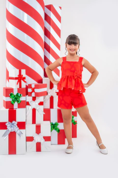 CONJUNTO BIA LAÇO CORAÇÃO VERMELHO