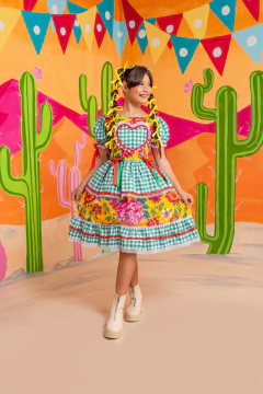 VESTIDO XODÓ AMARELO COM VERDE - comprar online