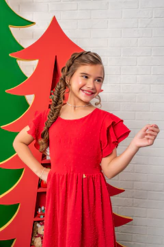 Vestido Emilly Pipoquinha Vermelho - Polly Kids