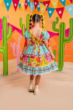 VESTIDO XODÓ AMARELO COM VERDE - loja online