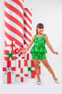 CONJUNTO BIA LAÇO CORAÇÃO VERDE