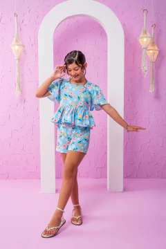CONJUNTO GABY FLOR AZUL - Polly Kids
