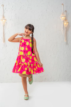 VESTIDO MAVIE PINK LIMÃO - Polly Kids