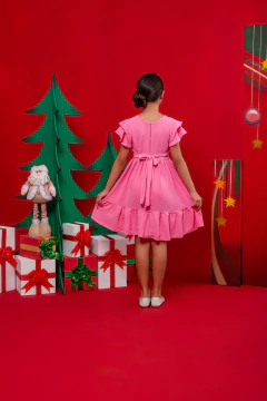 VESTIDO EMILLY ROSA BORDADO - loja online