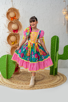VESTIDO CATARINA FLORAL VERDE ESCURO - comprar online