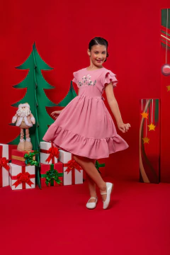 VESTIDO EMILLY ROSA SECO BORDADO na internet