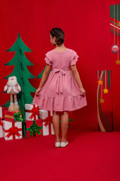 VESTIDO EMILLY ROSA SECO BORDADO - loja online