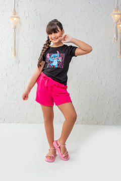 CONJUNTO T-SHIRT STITCH PRETO - Polly Kids