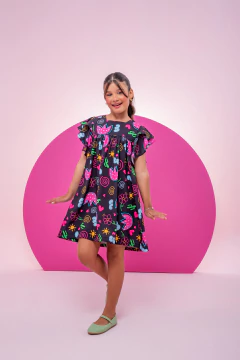 VESTIDO SOFIA PRETO CACTO - Polly Kids