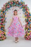 VESTIDO MIDI JERI FLORAL ROSA