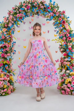 VESTIDO MIDI JERI FLORAL ROSA